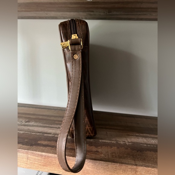 Valentino Monogram Brown Leather Wristlet Clutch Pouch - Picture 2 of 6